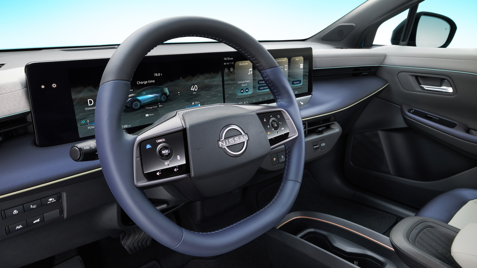 2026 Nissan LEAF Dashboard with Dual Screens and Steering Wheel